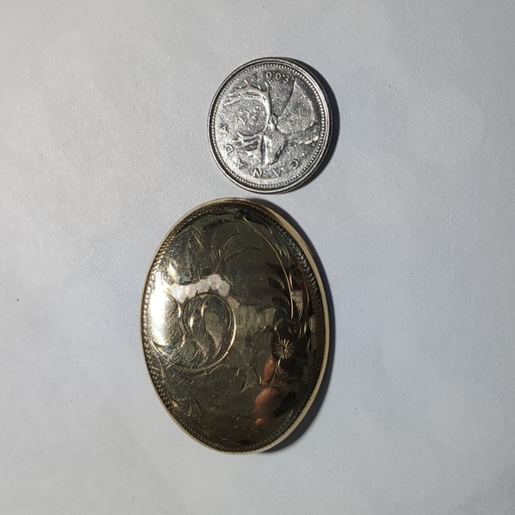 Vintage Burkhardt gold filled oval chased etched brooch floral - Picture 4 of 4